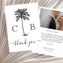 Simple Elegant Tropical Monograms Photo Wedding Dankeskarte