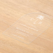 Simple Elegant Tropical Palm Monograms Wedding Acryleinladungen (Ablage )