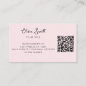 Simple Elegant Typography Pink Bow QR Code Visitenkarte (Rückseite)