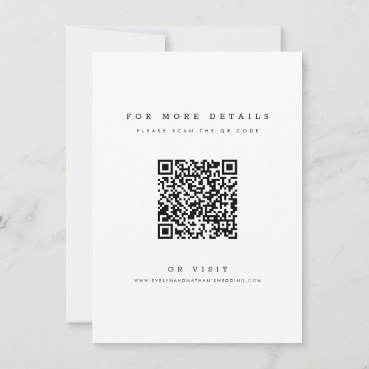 Simple Elegant Typography QR Code Photo Wedding Einladung (Rückseite)