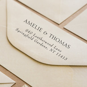 Simple Elegant Typography Wedding Address Gummistempel