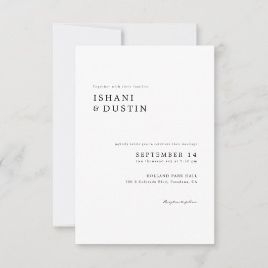 Simple Elegant Typography Wedding Einladung (Vorderseite)