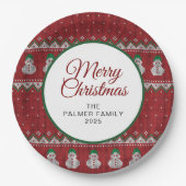 Simple Elegant Ugly Christmas | Family Custom Name Pappteller (Vorderseite)