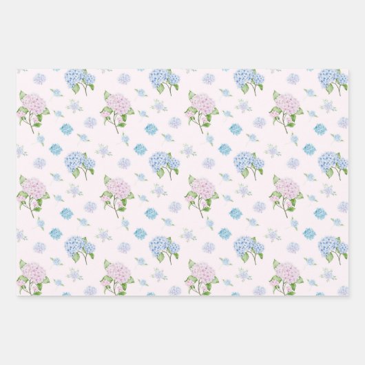 Simple Elegant Watercolor Hydrangea Flowers Geschenkpapier Set (Vorderseite 2)