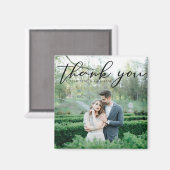 Simple Elegant Wedding Foto Vielen Dank Magnet (Vorderseite/Rückseite)