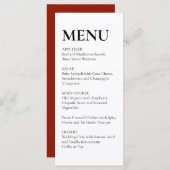 Simple Elegant Wedding Menu Black and White Menükarte (Vorne/Hinten)