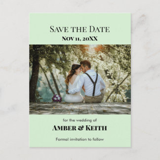 Simple Elegant Wedding Save the Date Green Ankündigungspostkarte