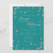 Simple Elegant Wedding Silver Confetti Aquamarin Einladung (Vorderseite)
