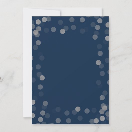 Simple Elegant Wedding Silver Confetti Navy Einladung (Rückseite)