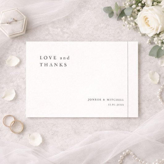 Simple Elegant Wedding Thank You Card With Note Dankeskarte