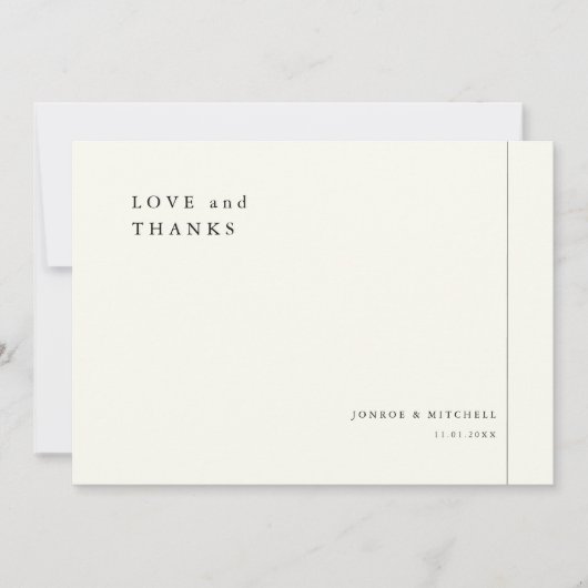 Simple Elegant Wedding Thank You Card With Note Dankeskarte (Vorderseite)