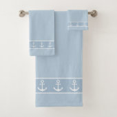 Simple, Elegant, White Anchors on Light Blue Badhandtuch Set (Insitu)