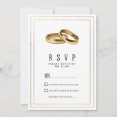 Simple elegant white and gold rings RSVP Einladung (Vorderseite)