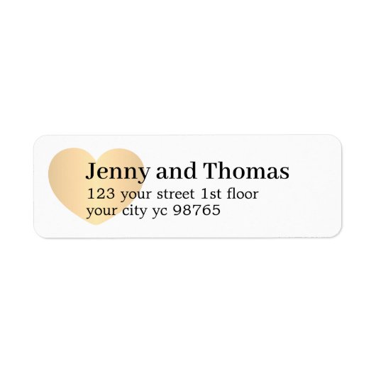 Simple Elegant White Gold Heart Wedding Label (Vorne)