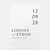 Simple Elegant White Transparent Wedding Acrylschild (Vorderseite)