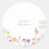 Simple Elegant Wildflower Baby Shower Runder Aufkleber (Vorderseite)