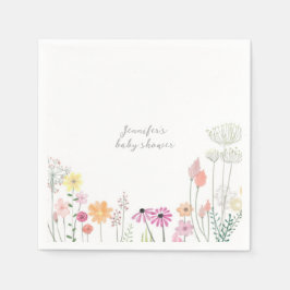 Simple Elegant Wildflower Baby Shower  Serviette