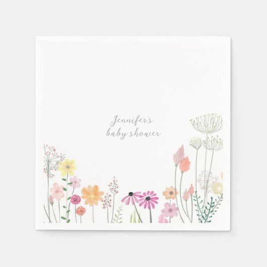 Simple Elegant Wildflower Baby Shower  Serviette (Vorderseite)