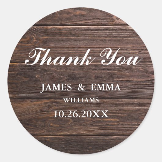 Simple Elegant Woodsy Wedding Danke Stickers (Vorderseite)