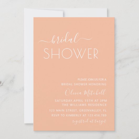 Simple Elgant Classic & Minimal Bridal Shower Einladung (Vorderseite)