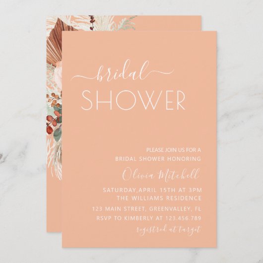 Simple Elgant Classic & Minimal Bridal Shower Einladung (Vorne/Hinten)