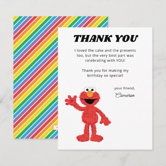 Simple Elmo 1. Geburtstag Dankeskarte (Vorne/Hinten)