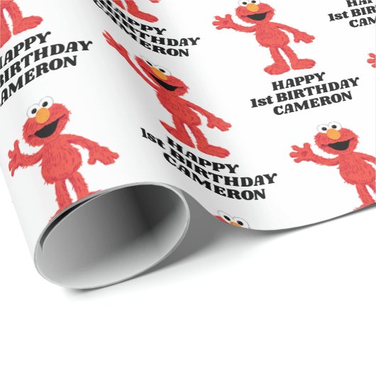 Simple Elmo 1. Geburtstag Geschenkpapier (Rolleneckpunkt)