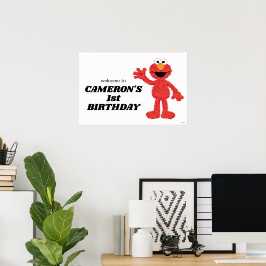 Simple Elmo 1. Geburtstag Poster (Heimbüro)
