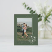 Simple Emerald Anemone Art Floral Save the Date Ankündigungspostkarte (Stehend Vorderseite)