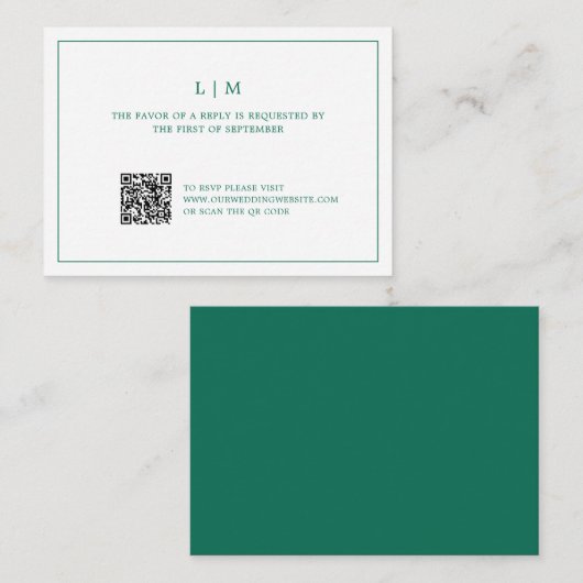 Simple Emerald Green Elegant Wedding Mini UAWG Mitteilungskarte (Vorne/Hinten)
