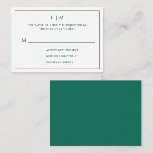 Simple Emerald Green Elegant Wedding Mini UAWG Mitteilungskarte (Vorne/Hinten)