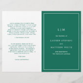 Simple Emerald Green Elegant Wedding Program (Vorderseite)