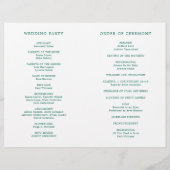 Simple Emerald Green Elegant Wedding Program (Rückseite)