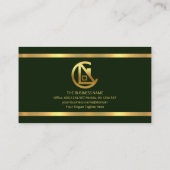 Simple Emerald Green Gold Borders Contractor Visitenkarte (Rückseite)
