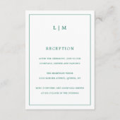 Simple Emerald Green Monogram Elegant Wedding Begleitkarte (Vorderseite)