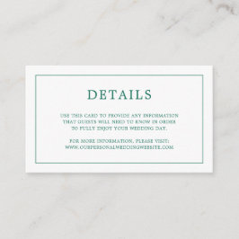 Simple Emerald Green Monogram Elegant Wedding Begleitkarte