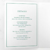 Simple Emerald Green Monogram Elegant Wedding Dreifach Gefaltete Einladung (Innen Erste Seite)