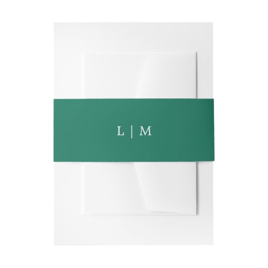 Simple Emerald Green Monogram Elegant Wedding Einladungsbanderole (Vorderseite Beispiel)