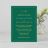 Simple Emerald Green Monogram Elegant Wedding Folieneinladung (Stehend vorne)