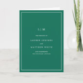 Simple Emerald Green Monogram Elegant Wedding Programm (Vorderseite)