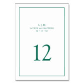 Simple Emerald Green Monogram Elegant Wedding Tischnummer (Rückseite)
