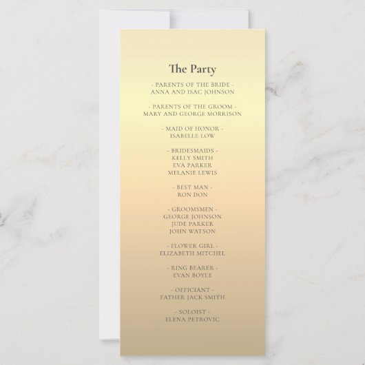 Simple Emerald Green Wedding Program (Rückseite)