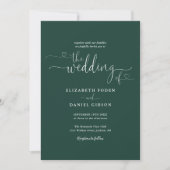 Simple Emerald Hearts Script Foto Wedding Einladung (Vorderseite)