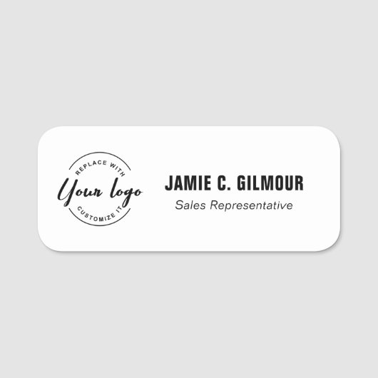 Simple Employee Custom Business logo Namensschild (Vorderseite)