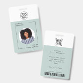 Simple Employee Photo ID | QR Barcode Green Ausweis (Front & Back)