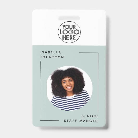 Simple Employee Photo ID | QR Barcode Green Ausweis (Front)