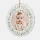 Simple Eucalyptus Baby First Christmas Photo Keramik Ornament (Links)