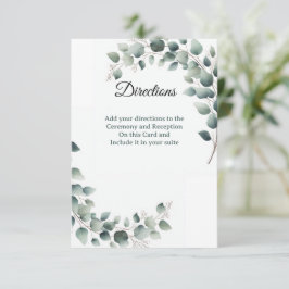 Simple Eucalyptus  Directions Enclosure Card Dankeskarte