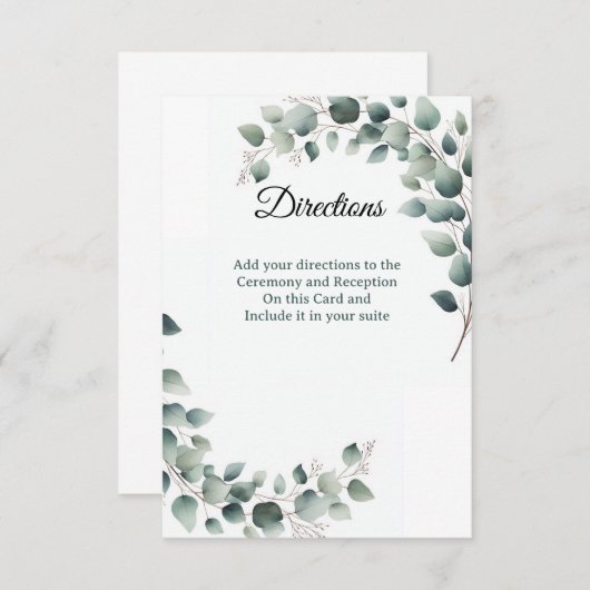 Simple Eucalyptus Directions Enclosure Card Dankeskarte (Vorne/Hinten)