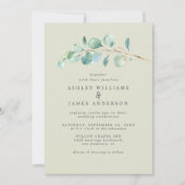 Simple Eucalyptus Foliage Pastel Green Wedding Inv Einladung (Vorderseite)